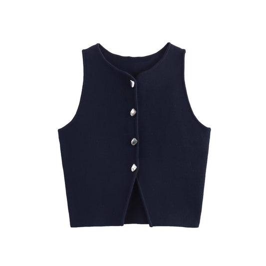 Pull sans manches boutonné